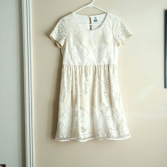 🔥O.N. Boxy Fit Brocade Lace Midi Dress - Ivory🔥 - Picture 2 of 7